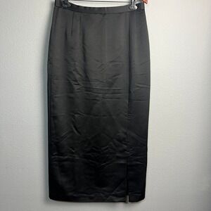 Vintage Patra Petite Black Maxi Skirt Size 16 High Waist Career Pencil Church